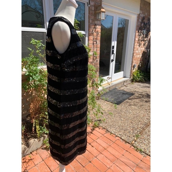 Laundry by Shelli Segal Black Sequin Striped Dress - Picture 5 of 11